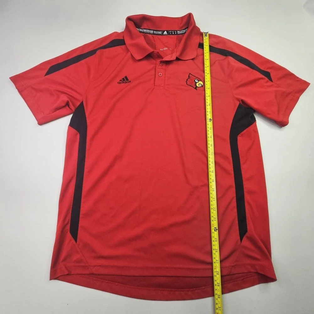 ADIDAS Louisville Cardinals Polo Shirt Large Red Black Climalite